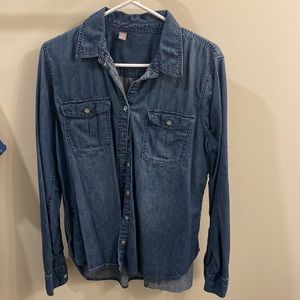 Dark button down denim shirt